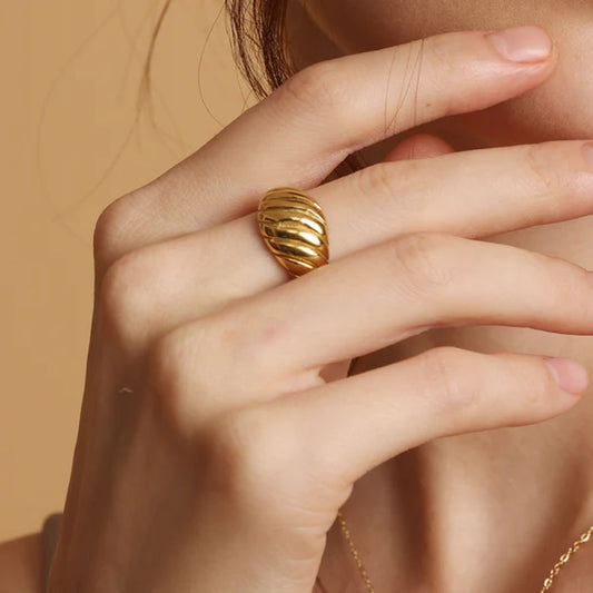 18K Gold Plated Croissant Dome Ring