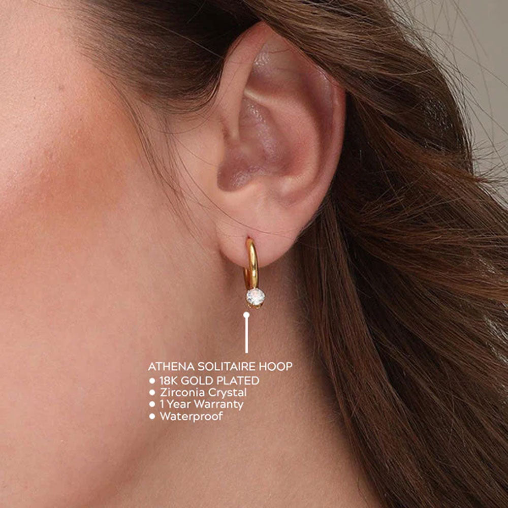 Athena Waterproof Solitaire Hoop Earrings