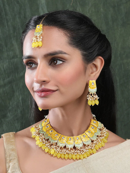 Versatile Kundan Meenakari Droplet Necklace Set