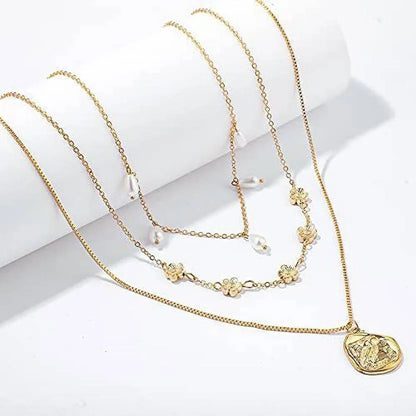 Fashion Multilayer 3 Tier Pendant Gold Plated Long Chain Necklace Destiny Jewels