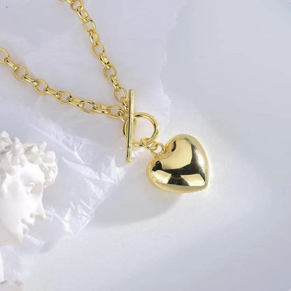 Stylish Gold Plated Love Heart Pendant Toggle Necklace Chain Destiny Jewels