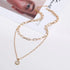 Layered Stylish Gold Plated Word M Round Pendant Thick Chain Necklace Chain Destiny Jewels