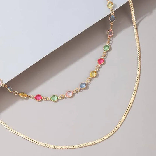 Trending Colorful Crystal Layered Chain For Women Destiny Jewels