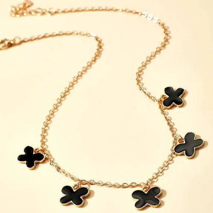 Black Enamel Butterfly Choker Style Charm Chain Destiny Jewels