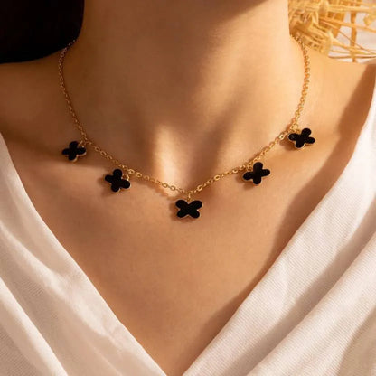 Black Enamel Butterfly Choker Style Charm Chain Destiny Jewels