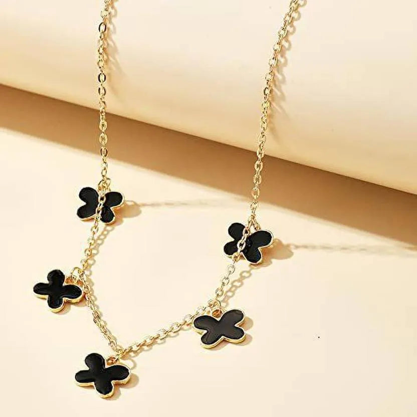 Black Enamel Butterfly Choker Style Charm Chain Destiny Jewels