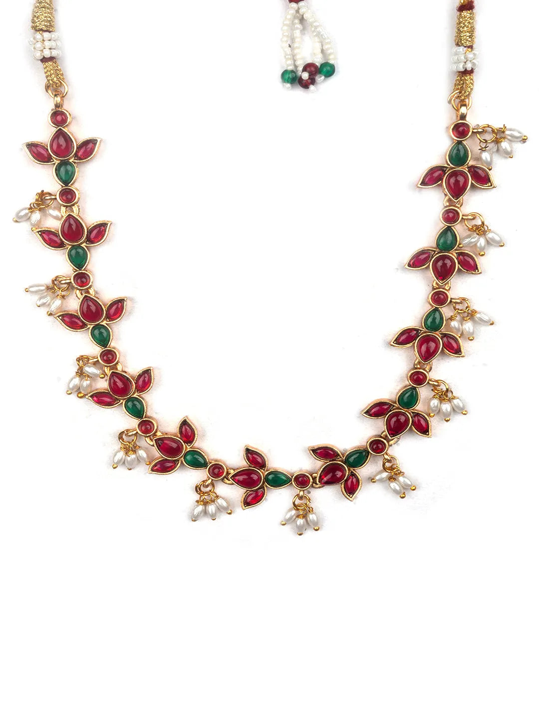 Ruby-Green Lotus Kemp Necklace Set