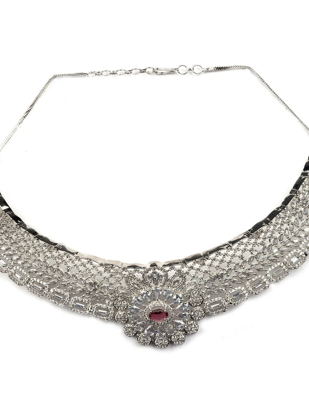 Glamorous Red Designer AD Necklace Set