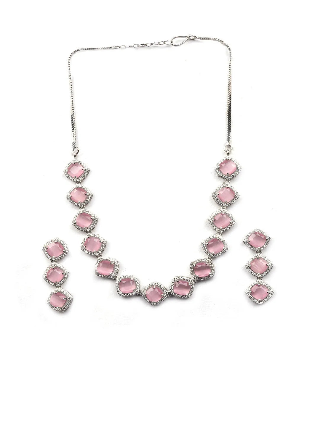 Eternal Sparkle: Precious Pink AD Sleek Necklace