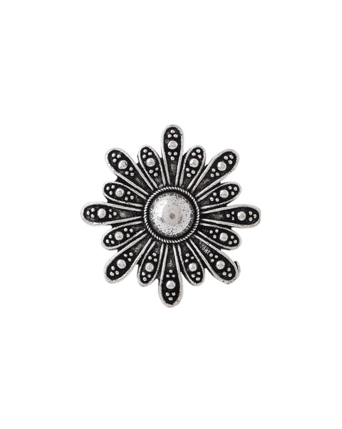 Oxidised Adjustable Flower Ring