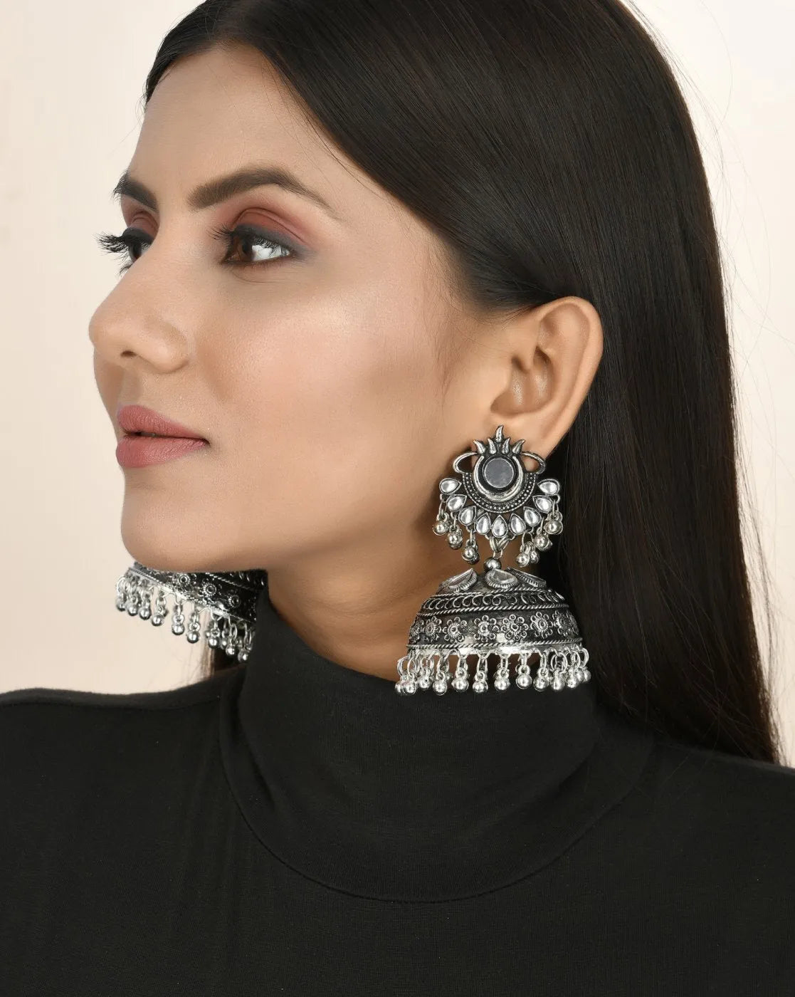 Oxidised Silver Jhumkas Earring - Firstglam