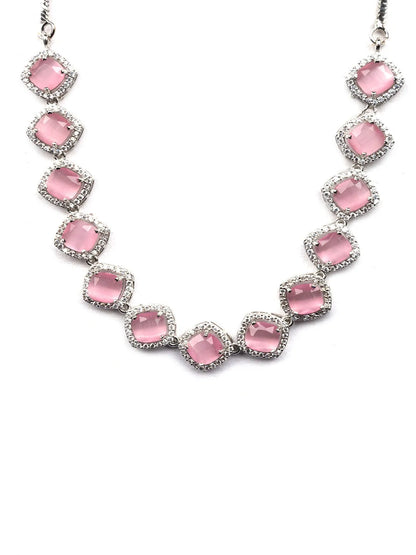 Eternal Sparkle: Precious Pink AD Sleek Necklace