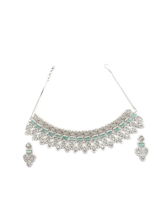 Luxurious Luxe Turquoise CZ Bridal Necklace Set