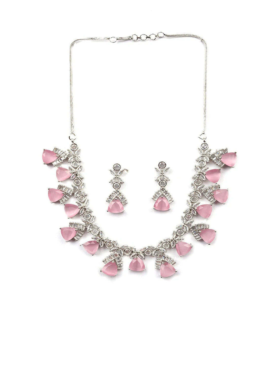 Pink CZ AD Necklace Set for Glamorous Look