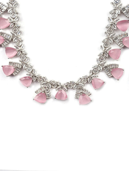 Pink CZ AD Necklace Set for Glamorous Look