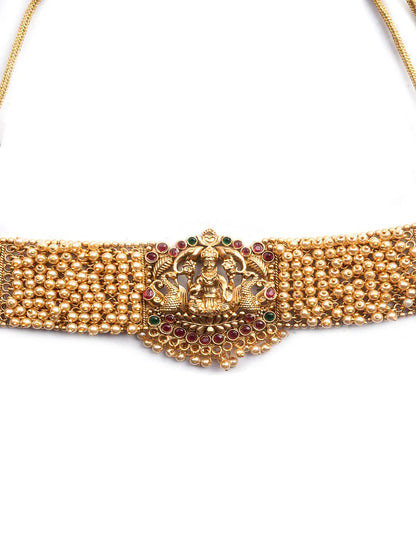 Gold Plated Laxmi White Hydra Beads Choker Set