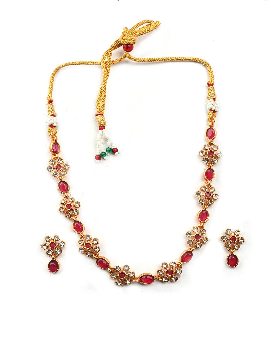 Ruby Kemp Studded Sleek Flower Necklace Set