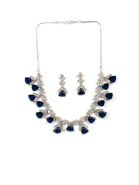 Blue CZ AD Necklace Set for Glamorous Look