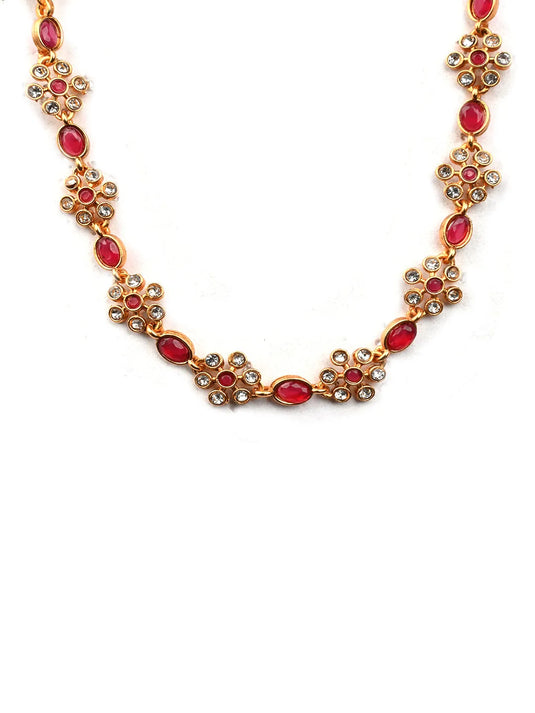 Ruby Kemp Studded Sleek Flower Necklace Set