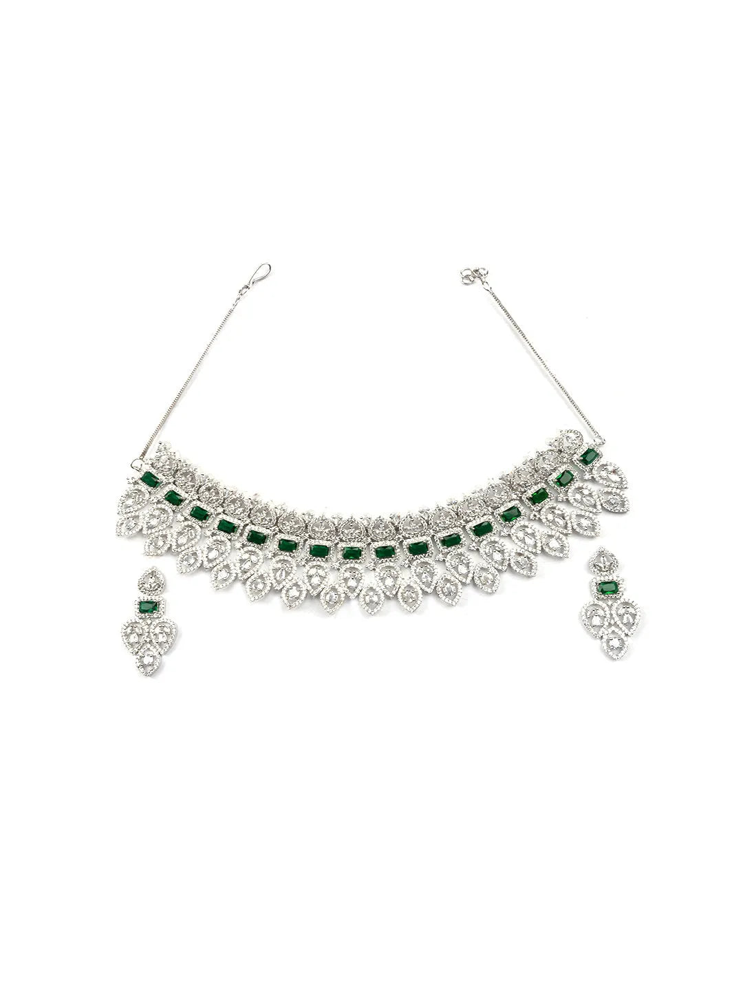 Luxurious Luxe Green CZ Bridal Necklace Set