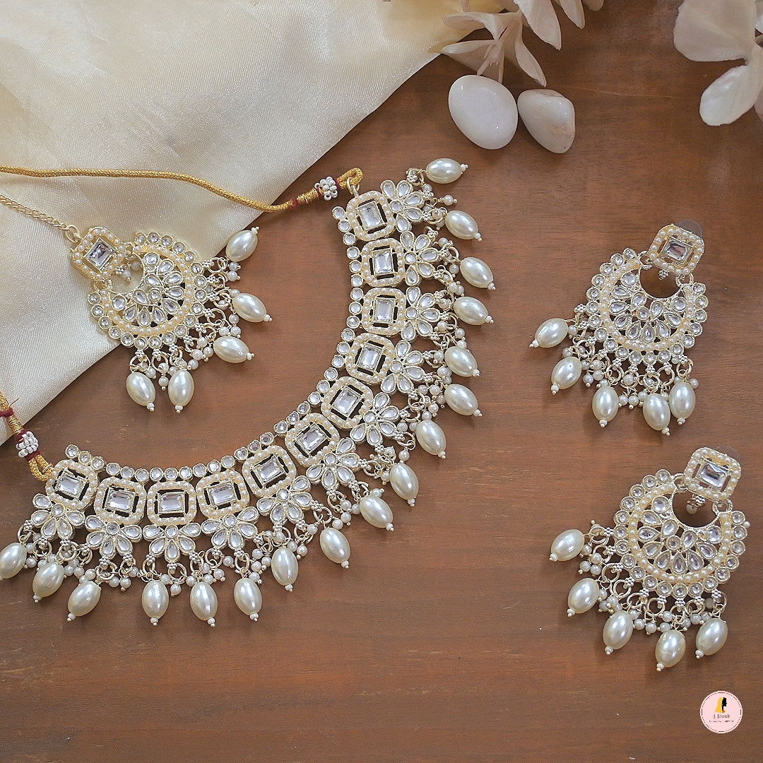 Sejal Kundan &amp; Pearl Necklace Set