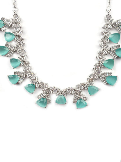 Turquoise CZ AD Necklace Set for Glamorous Look