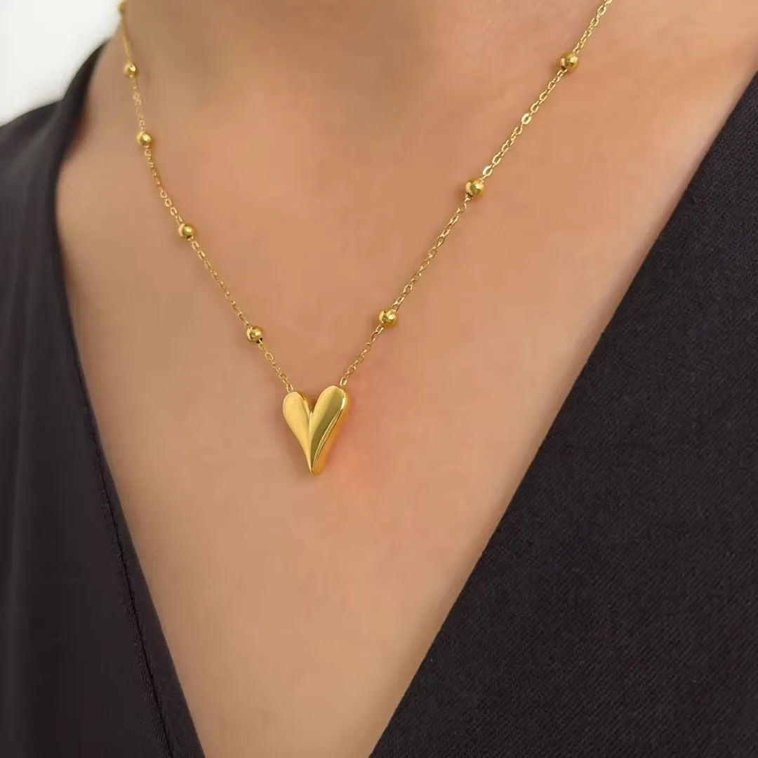 18K Gold Plated Heart Gold Necklace