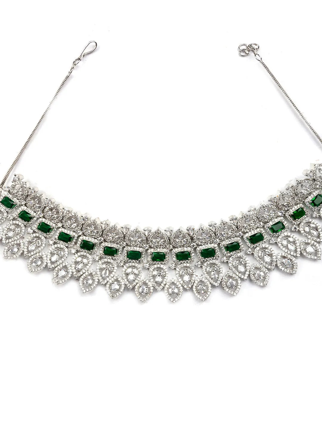 Luxurious Luxe Green CZ Bridal Necklace Set