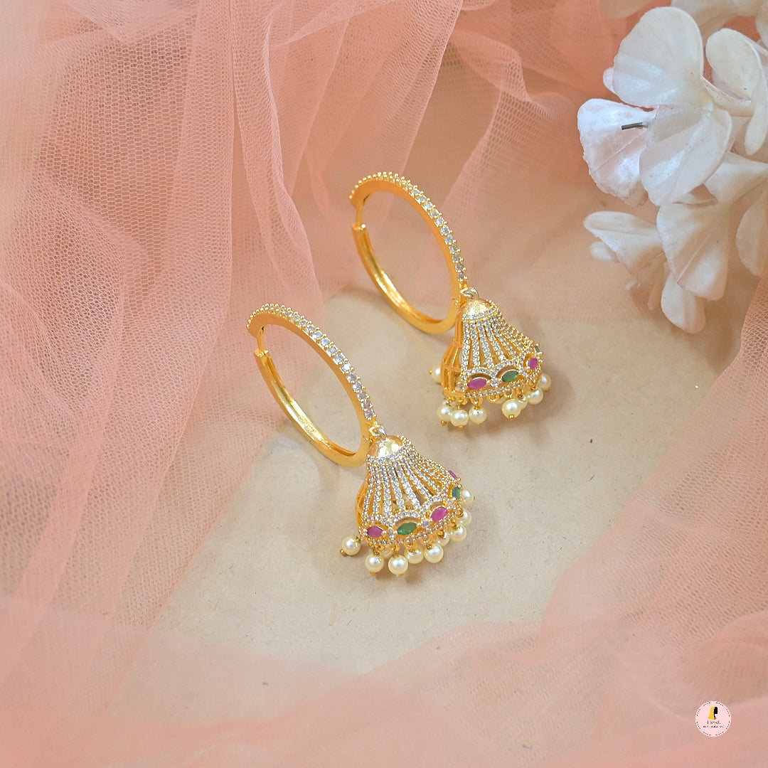 Colorful Golden AD Jhumkas