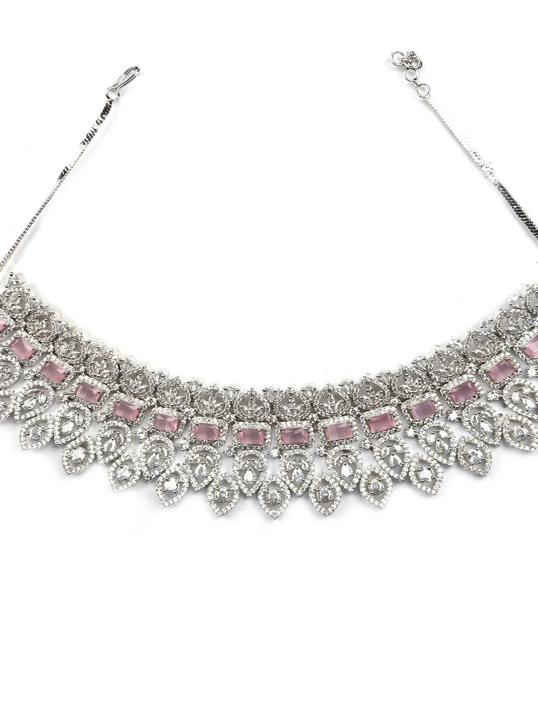 Luxurious Luxe Pink CZ Bridal Necklace Set