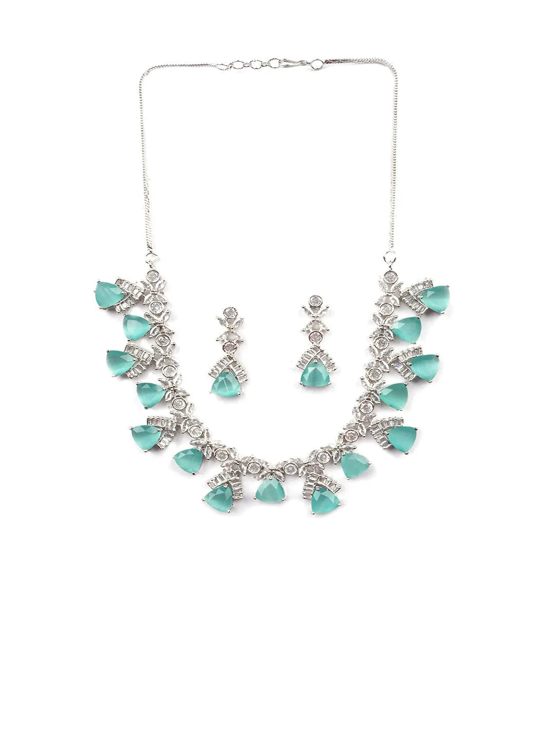 Turquoise CZ AD Necklace Set for Glamorous Look