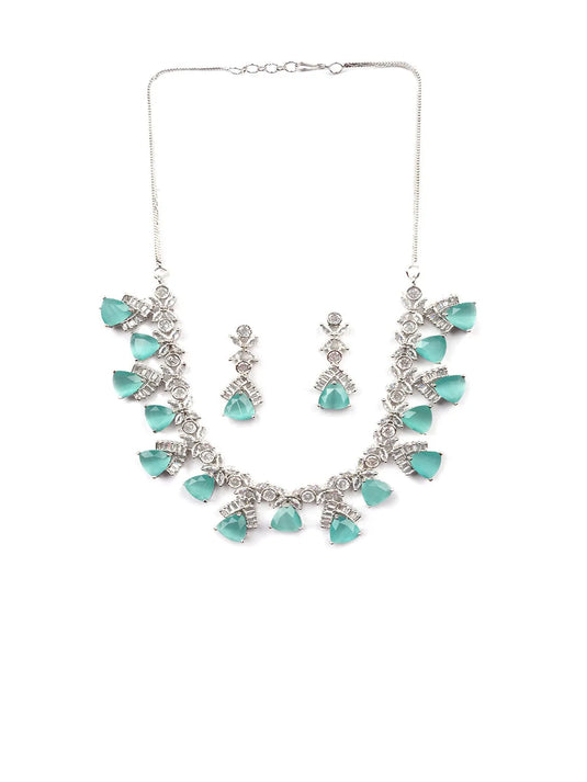 Turquoise CZ AD Necklace Set for Glamorous Look