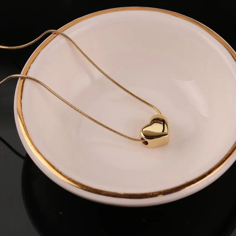Antitarnish & Waterproof 18K Gold Heart Necklace, Snake Chain Necklace - 5