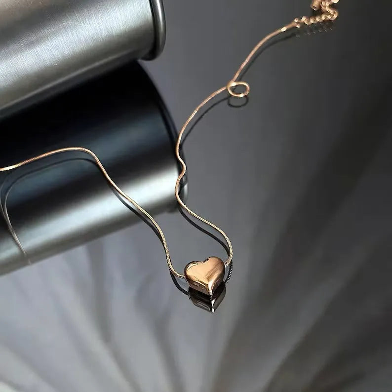 Antitarnish & Waterproof 18K Gold Heart Necklace, Snake Chain Necklace - 7