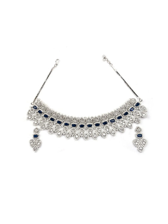 Luxurious Luxe Blue CZ Bridal Necklace Set