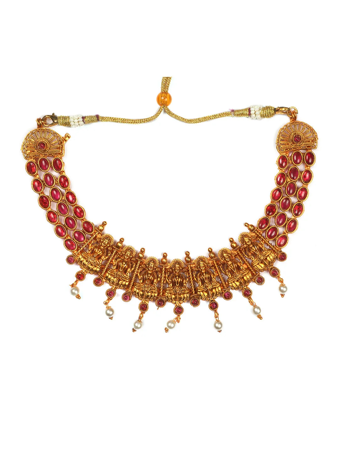 Traditional Laxmi Red Kemp Necklace Set