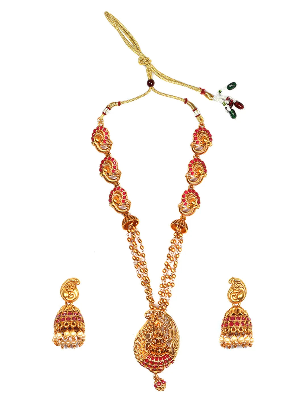 Luxurious Red Kemp Paan Pendant Set