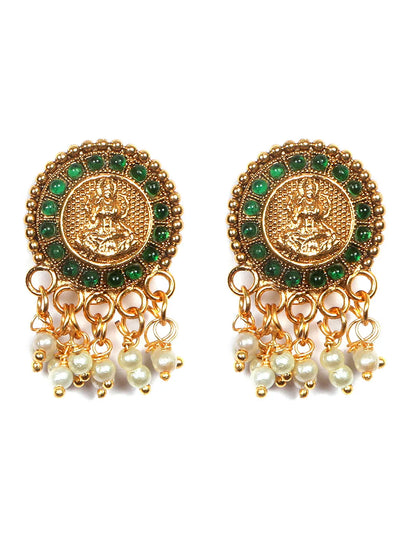 Exquisite Gold Plated Green Coin Necklace Set