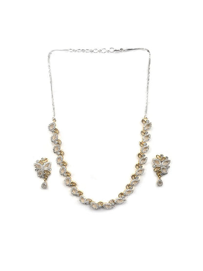 Silver Gold Plated AD Bela Necklace Set