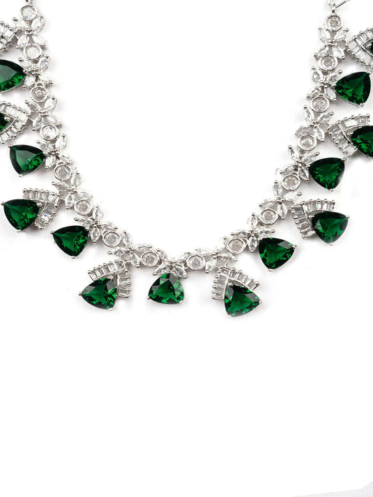 Green CZ AD Necklace Set for Glamorous Look