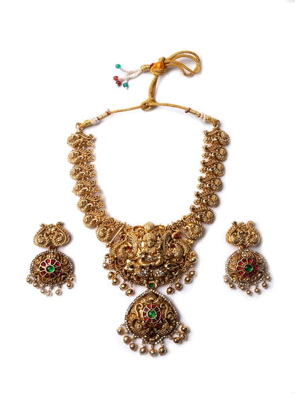 Traditional Gold Plated Lakshmi Gaj Necklace Set