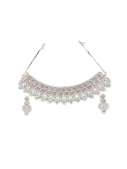 Luxurious Luxe Pink CZ Bridal Necklace Set