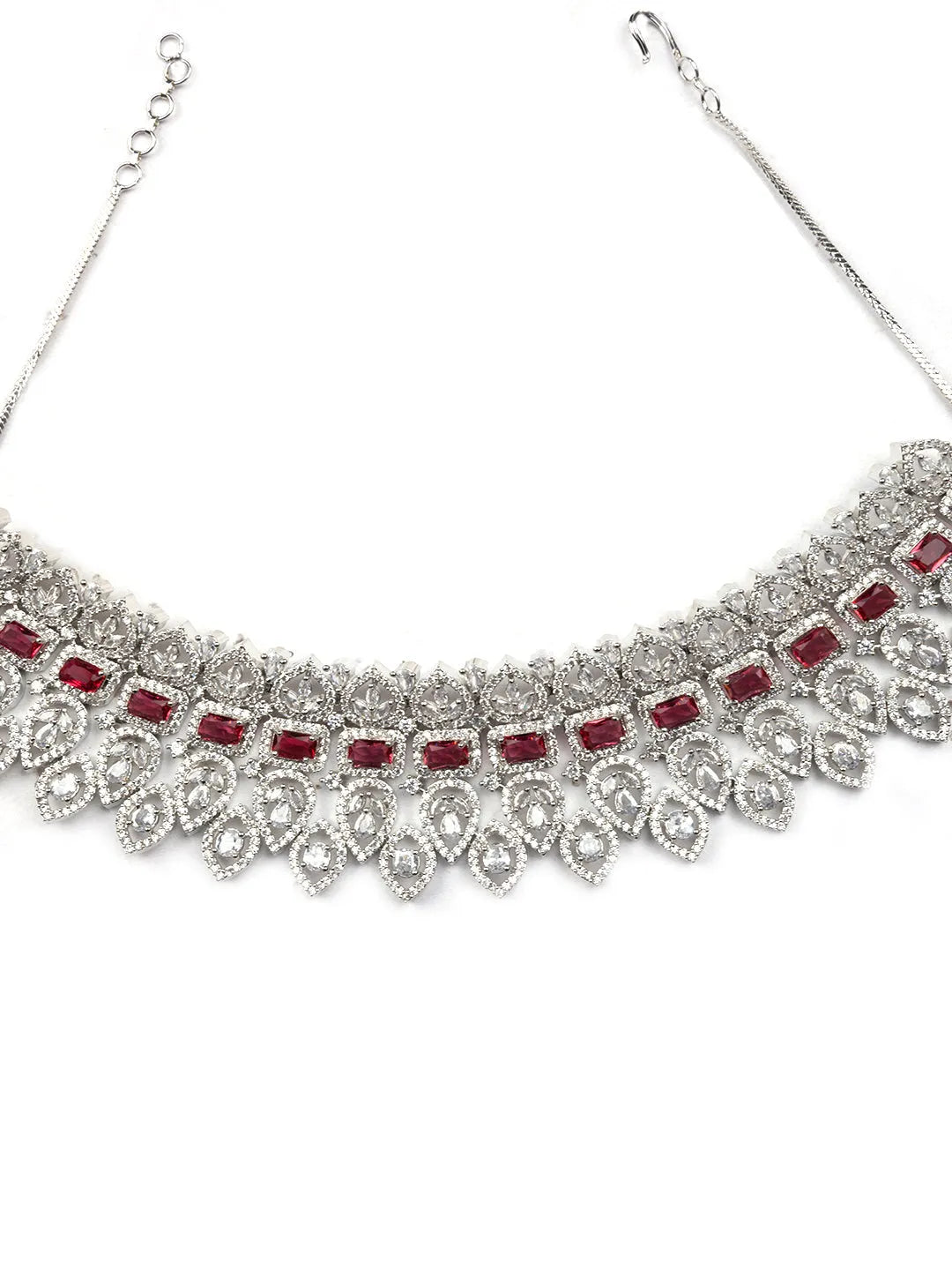 Luxurious Luxe Red CZ Bridal Necklace Set