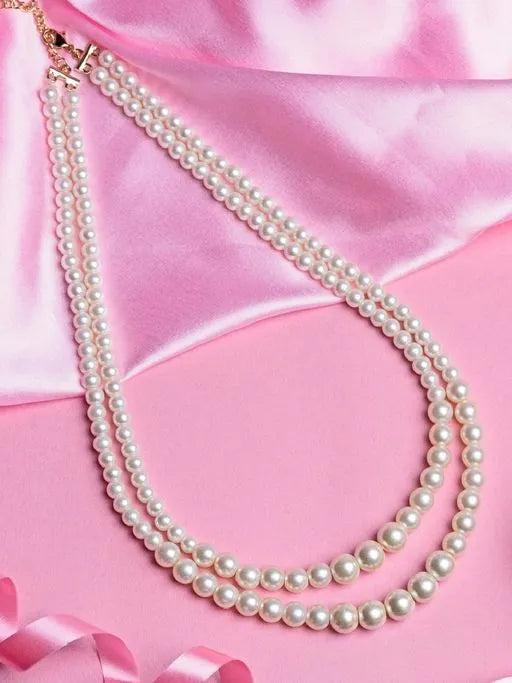 Combo Of 2 Charming Double Line Pearl Necklace for Women - Firstglam