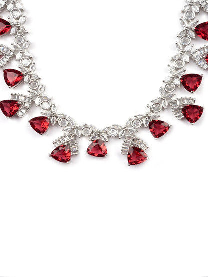 Red CZ AD Necklace Set for Glamorous Look