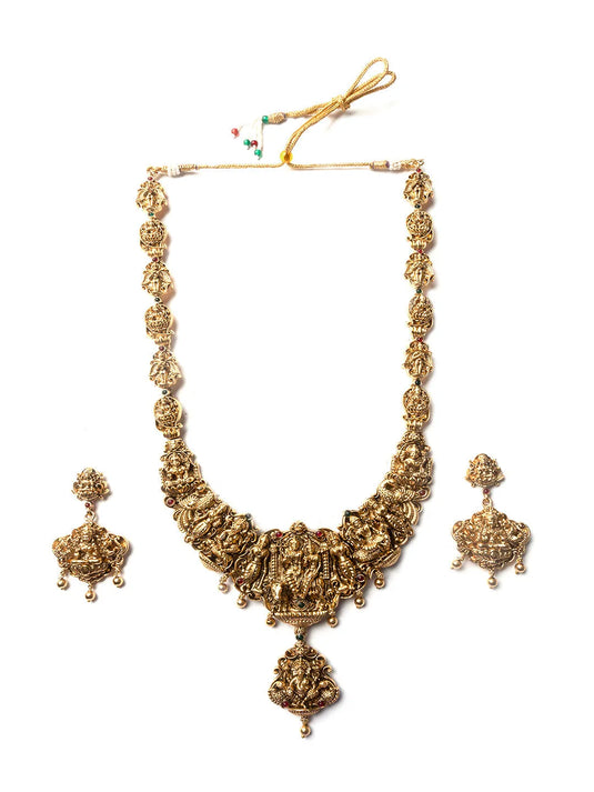 Classic Shiv Parivar Long Necklace Set | Haram Set