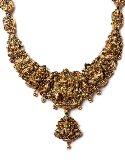 Classic Shiv Parivar Long Necklace Set | Haram Set