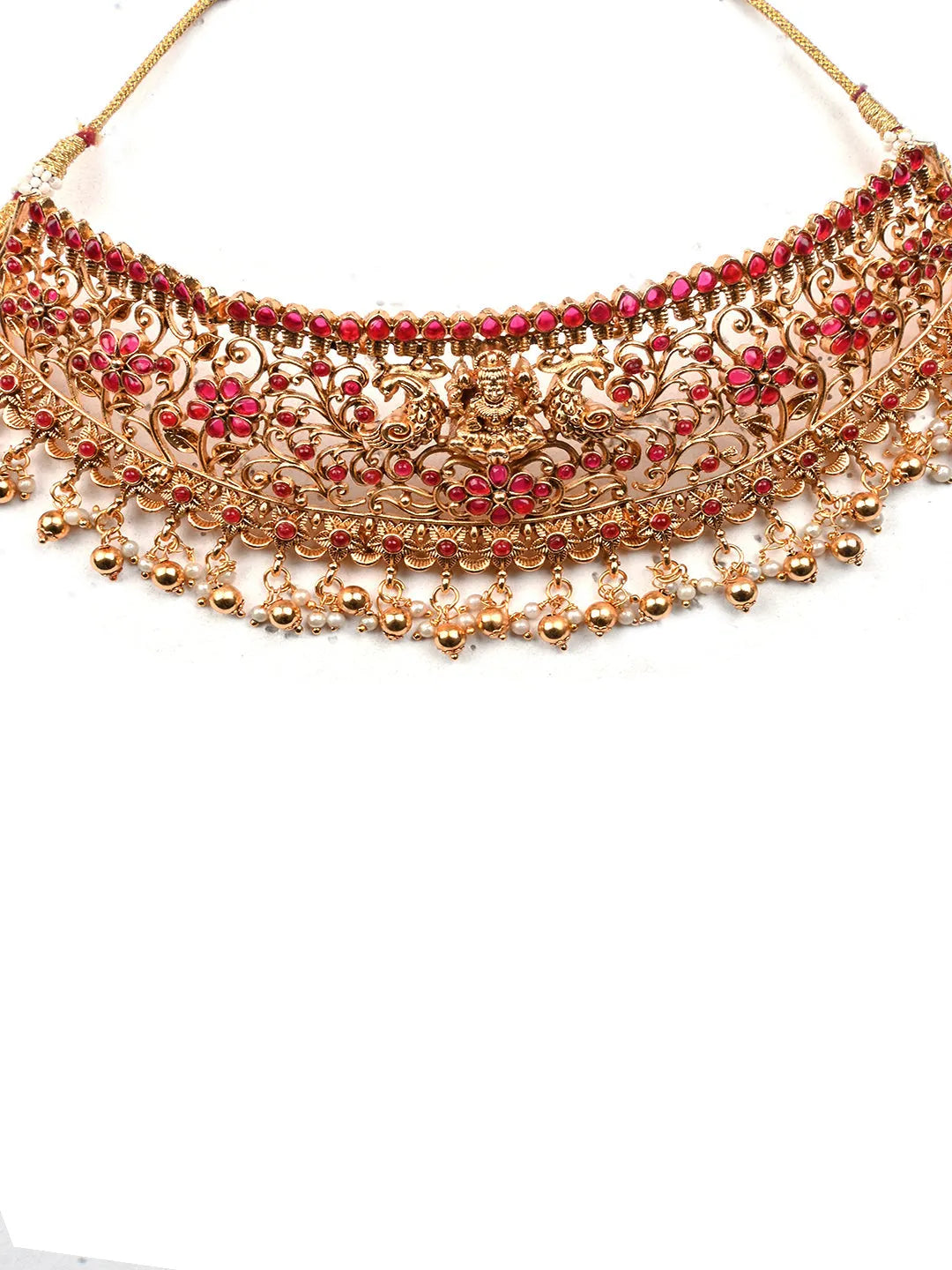 Luxurious Filigree Red Temple Choker Set