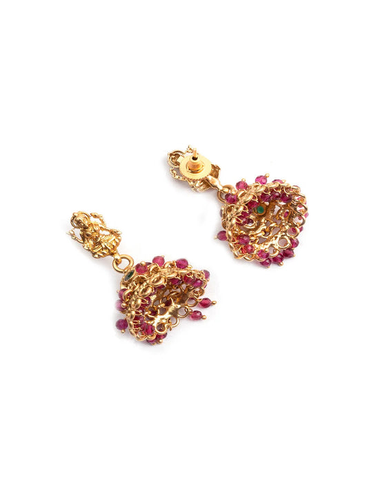 Gold Plated Laxmi Red Hydra Beads Choker Set