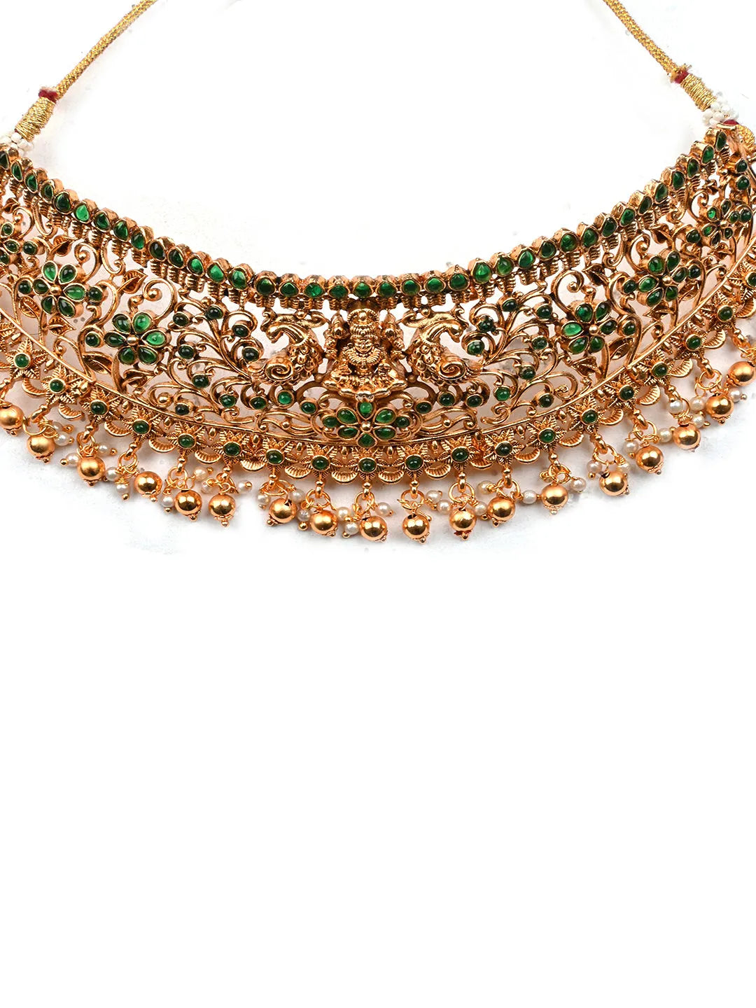 Luxurious Filigree Green Temple Choker Set